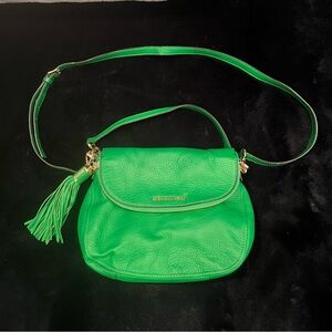 Michael Kors Green Leather Tasseled Bedford Crossbody/Shoulder Bag